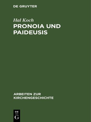 cover image of Pronoia und Paideusis